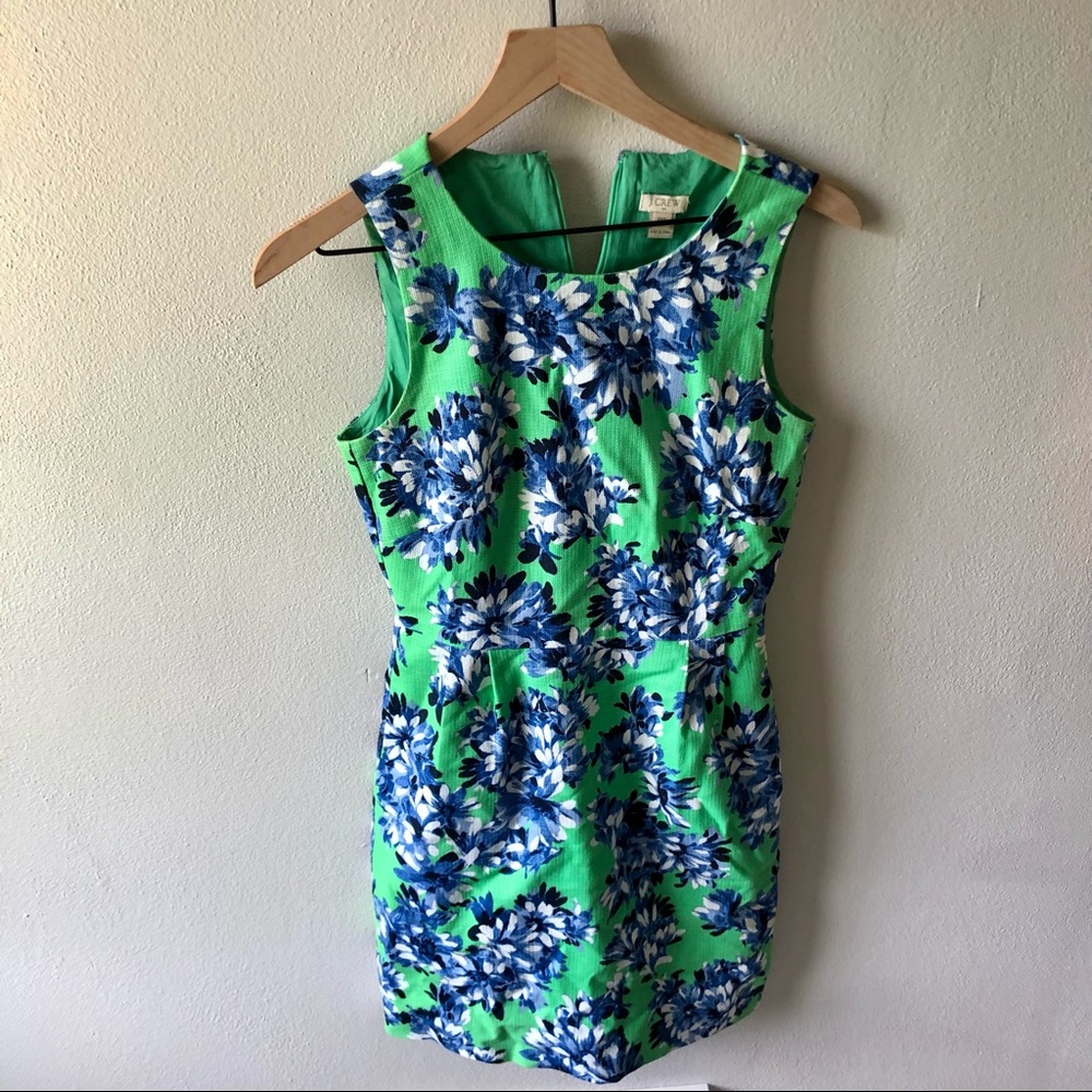 Floral Green and Blue Sleeveless Dress